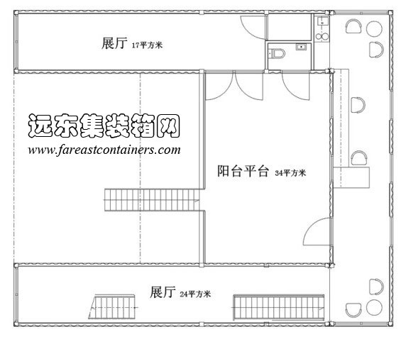 GAD 當代藝術館二層平面圖,集裝箱房屋,集裝箱活動房,住人集裝箱,集裝箱住宅,集裝箱建筑