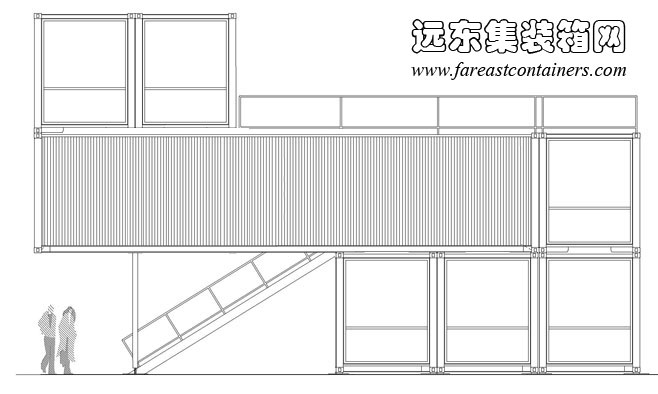 GAD 當代藝術館側立面圖,集裝箱房屋,集裝箱活動房,住人集裝箱,集裝箱住宅,集裝箱建筑